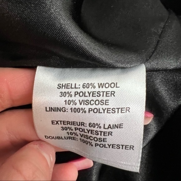 Kristen Blake womens wool blend black piping trench coat size 8 - Picture 8 of 8